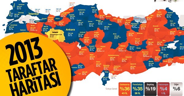 Türkiye'nin taraftar haritası