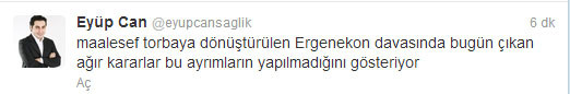 Ergenekon kararlarına ilk yorum twitter'dan