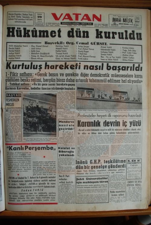 27 Mayıs Darbesi'nin gazete manşetleri