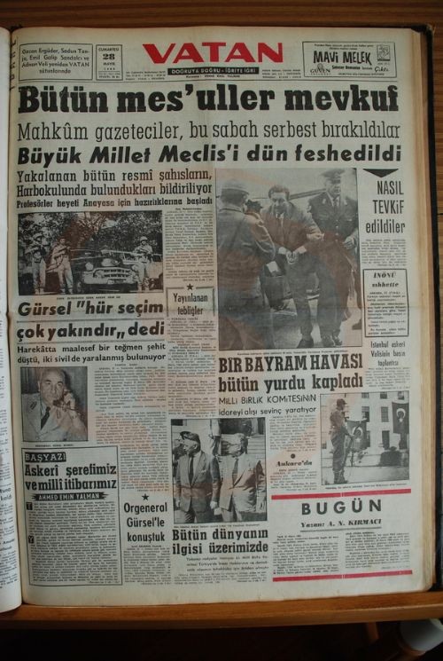 27 Mayıs Darbesi'nin gazete manşetleri