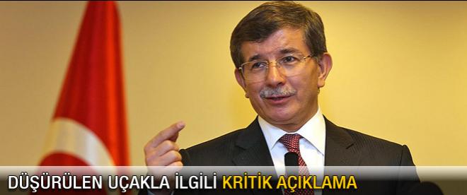 Davutoğlu'ndan uçak hakkında kritik açıklama