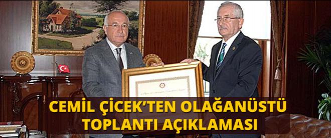 TBMM Başkanı Çicekten olağanüstü toplantı açıklaması