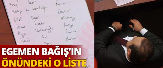 Egemen Bağışın önündeki o liste