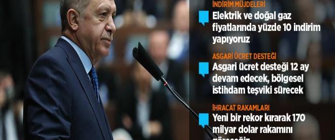 Erdoğandan elektrik ve doğal gazda indirim müjdesi