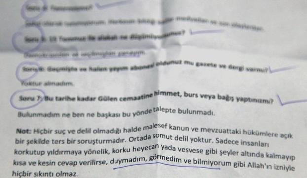 FETÖden üyelerine duymadım, görmedim, bilmiyorum talimatı