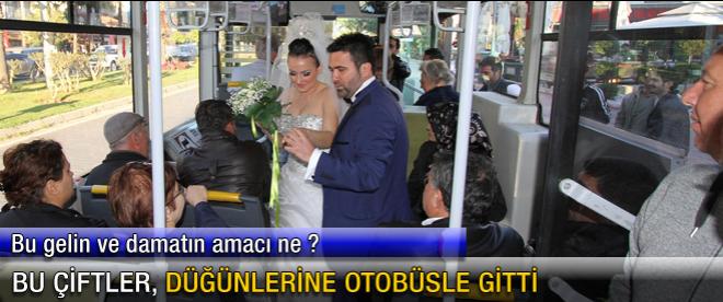 Bu çiftler, düğünlerine otobüsle gitti