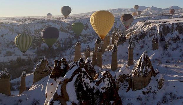 Turistler gökyüzünden izledikleri Kapadokyaya hayran kaldı