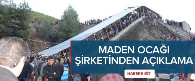 Maden ocağı şirketinden açıklama