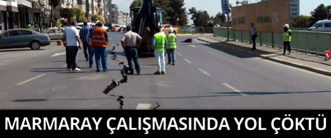 Marmaray çalışmasında yol çöktü