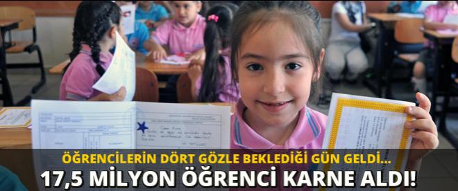 17,5 milyon öğrenci karne aldı