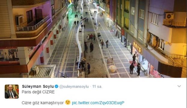 Süleyman Soyludan Cizre tweeti