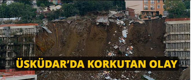 Üsküdarda istinat duvarı çöktü