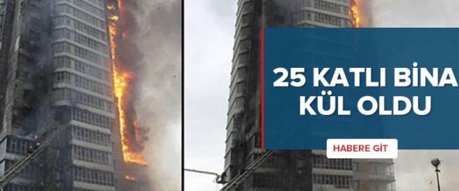 25 katlı bina alev alev yandı