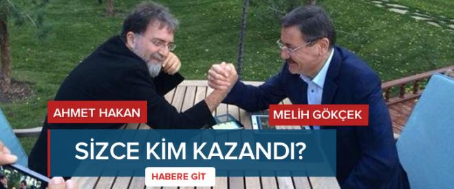 Melih Gökçek, Ahmet Hakanla bilek güreşi yaptı